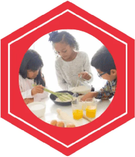 Young children cooking