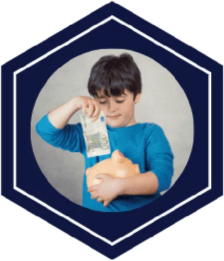 Young boy holding some money